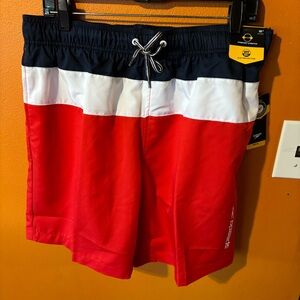Speedo Tri-Color Block Blue/White/Red Shorts L